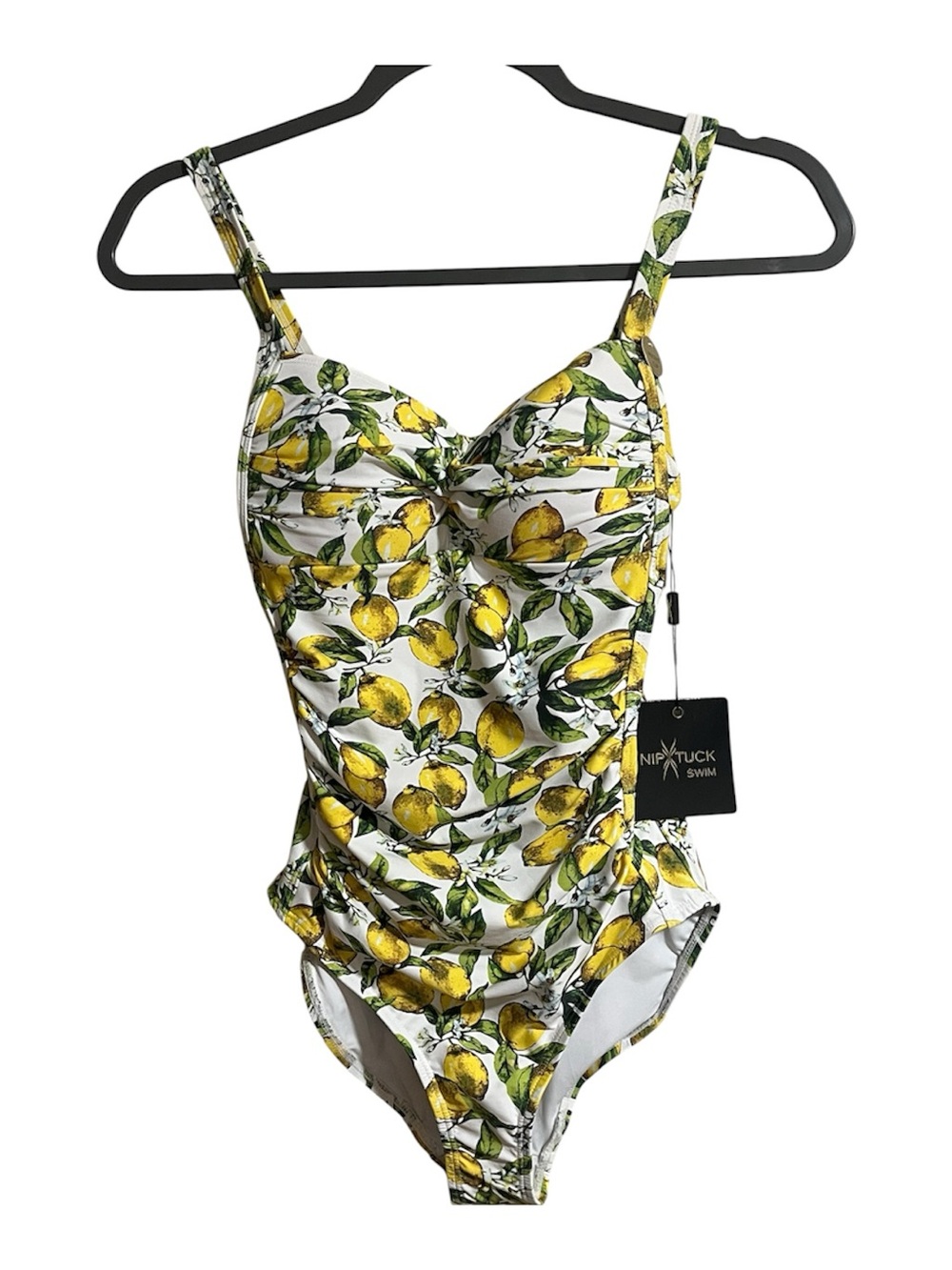 Nip Tuck Woman’s Lemon Print One-Piece Swimsuit - Yellow/Green Size Sm NWT